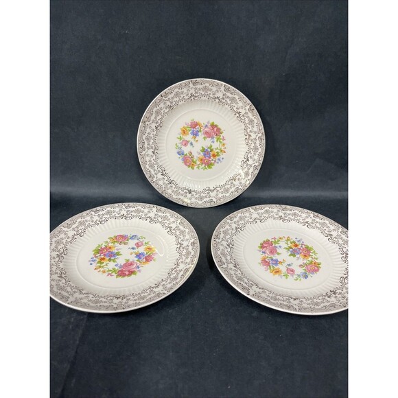 VTG 3 Royal National Brotherhood Operative Potters 22k Gold Bread Plates 6” 5265 - Picture 2 of 12